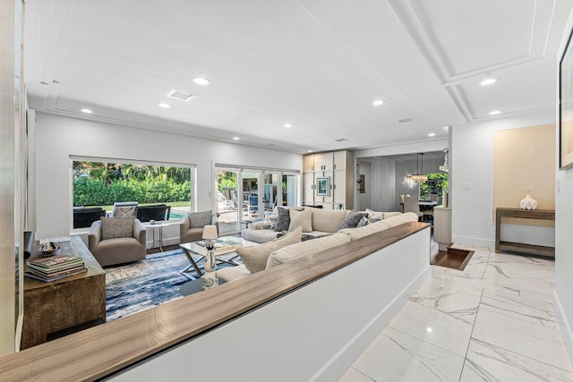 living room with french doors