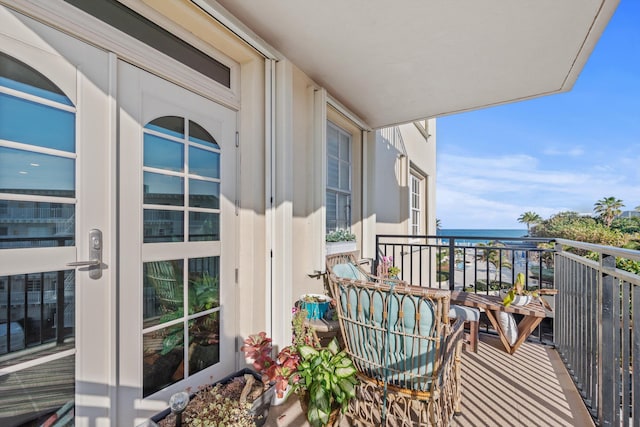 balcony with a water view