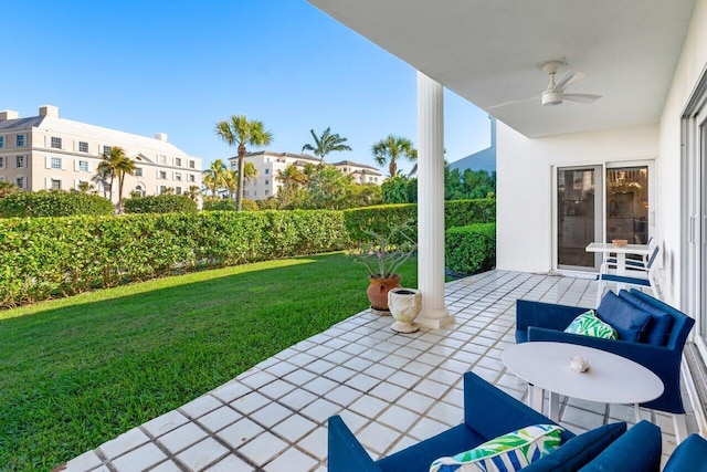 view of patio / terrace with ceiling fan