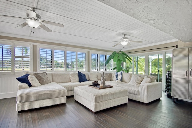 living room featuring dark hardwood / wood-style floors