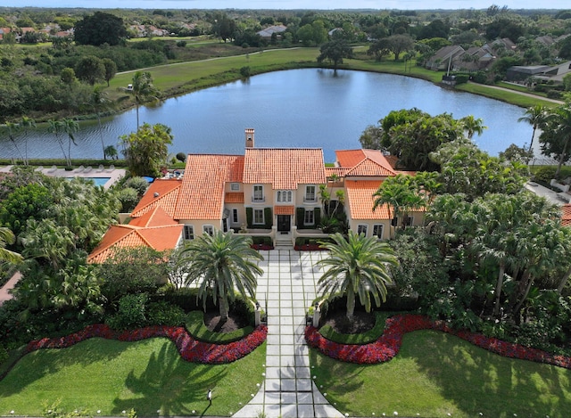 bird's eye view featuring a water view