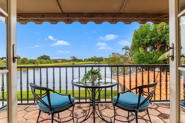 balcony with a water view