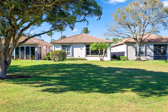 back of house featuring a yard