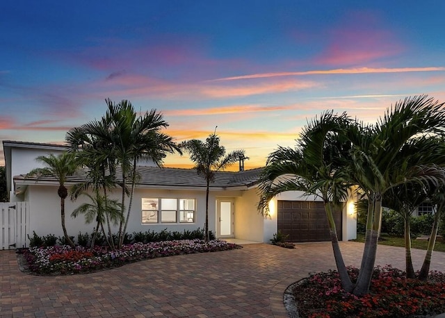 view of front of house with a garage