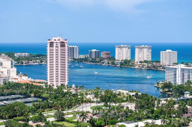 property view of water with a view of city