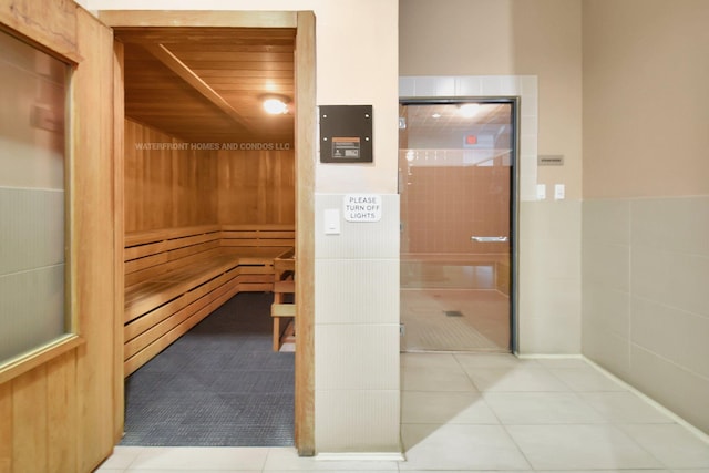 view of sauna / steam room featuring tile patterned flooring