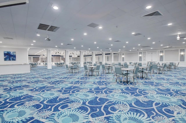 view of carpeted dining room