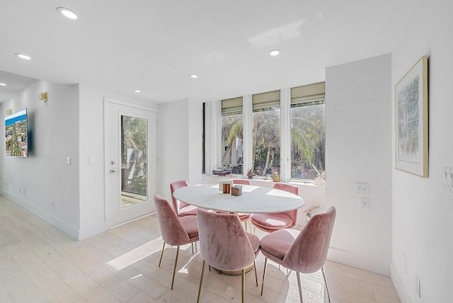 dining area featuring light hardwood / wood-style flooring