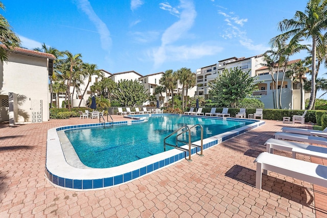 view of pool featuring a patio