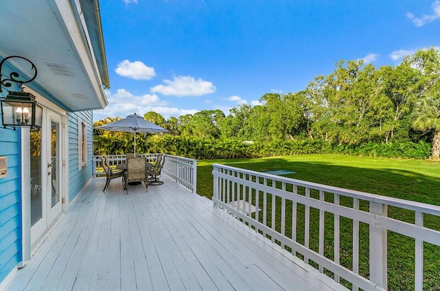 deck with a lawn