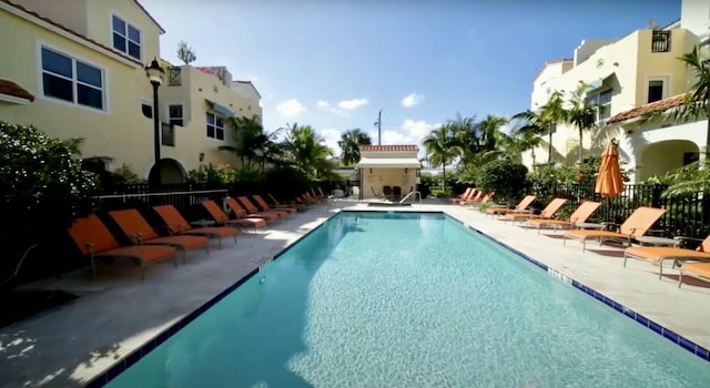 view of pool featuring a patio