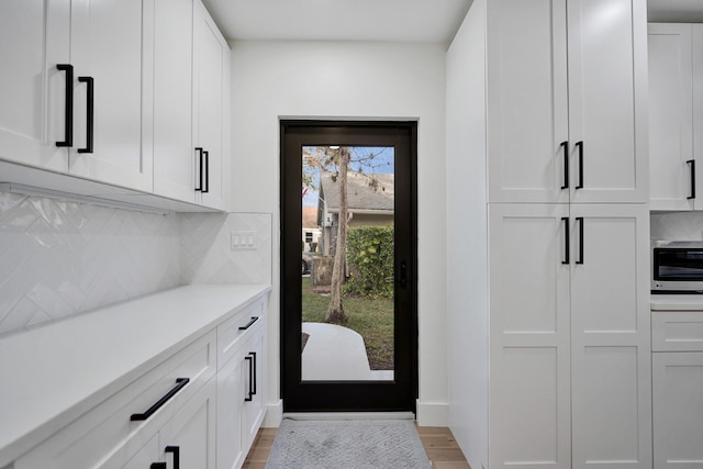 entryway with light hardwood / wood-style flooring