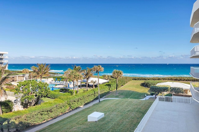 property view of water with a beach view