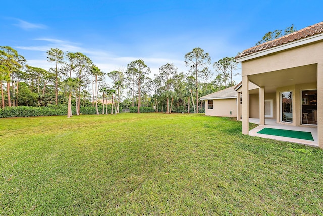 view of yard with a patio area