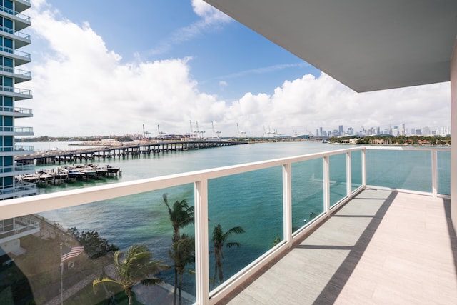 balcony with a water view