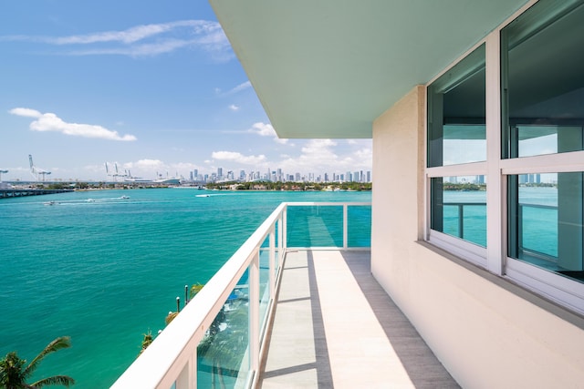 balcony with a water view