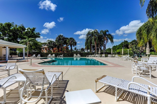 view of pool featuring a patio area