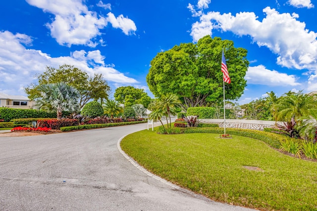 view of home's community featuring a lawn