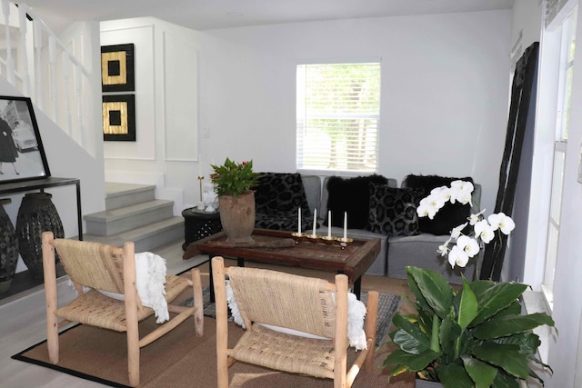 living room with hardwood / wood-style floors