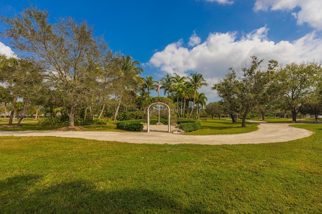 view of home's community with a lawn