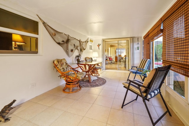 sitting room with tile patterned floors