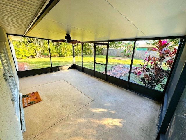 view of unfurnished sunroom