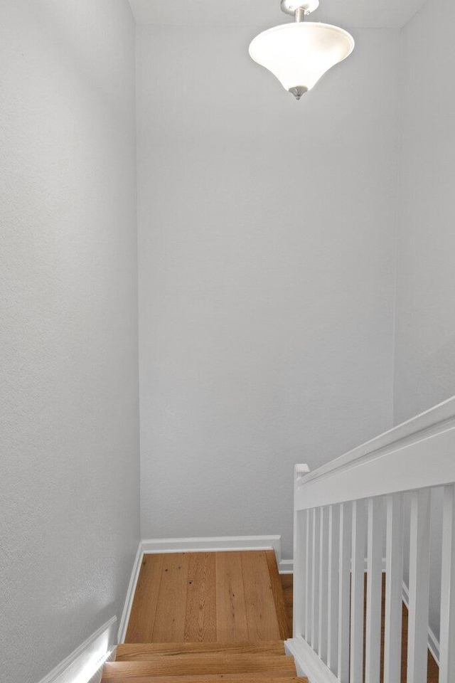 staircase featuring hardwood / wood-style floors