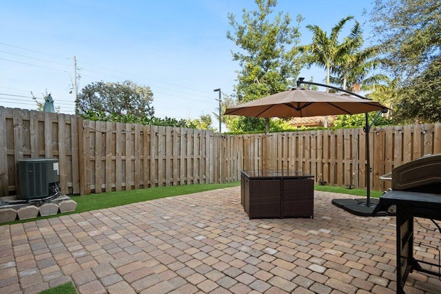 view of patio / terrace featuring central air condition unit