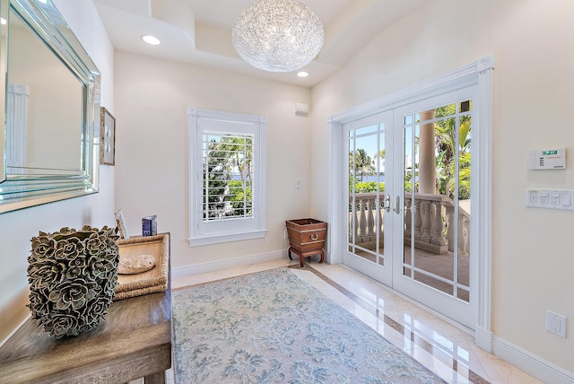 living area with french doors