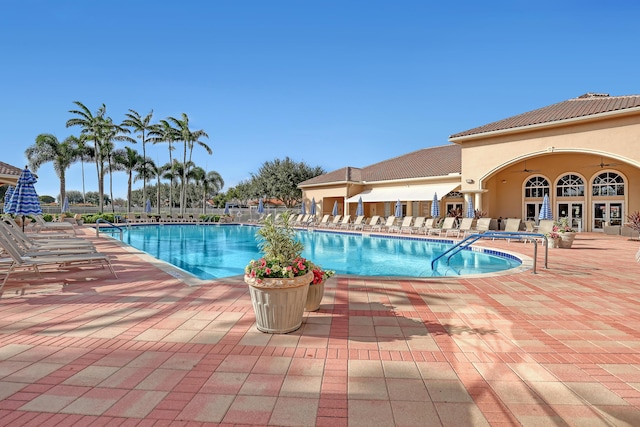 view of pool featuring a patio