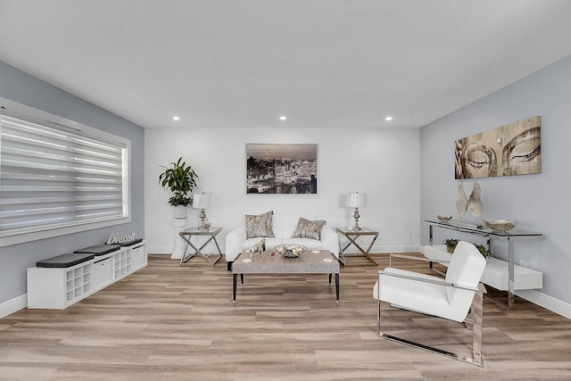 sitting room with light wood-type flooring