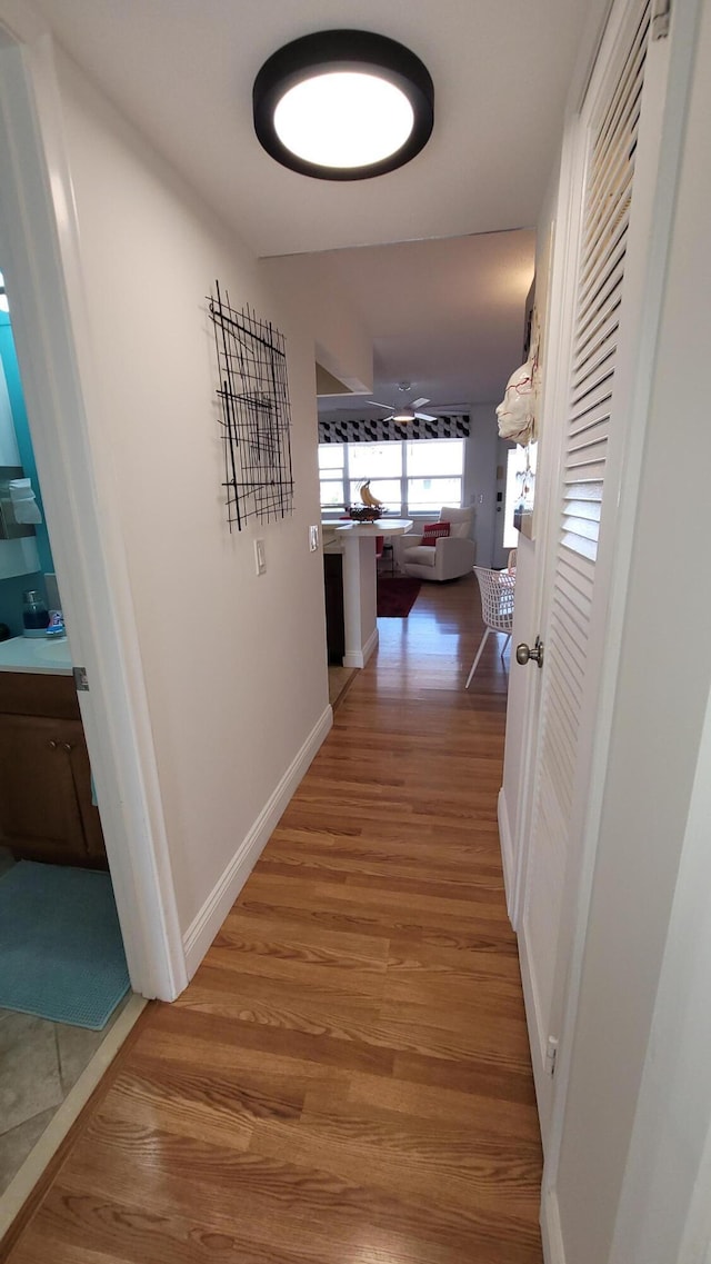 corridor featuring hardwood / wood-style floors