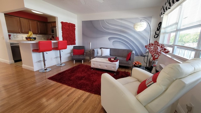 living room featuring light wood-type flooring