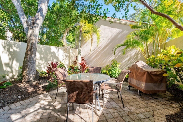 view of patio / terrace with a grill