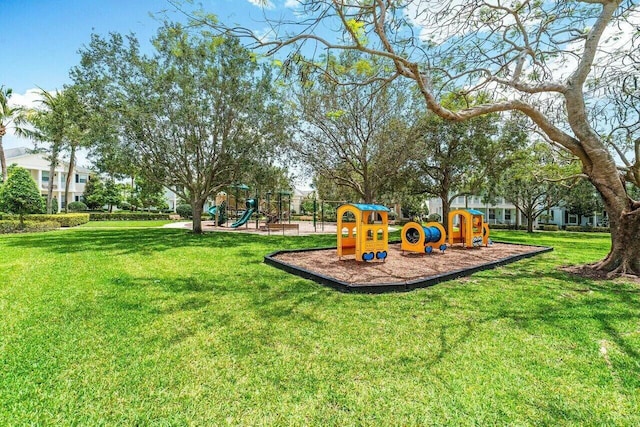 view of playground with a yard