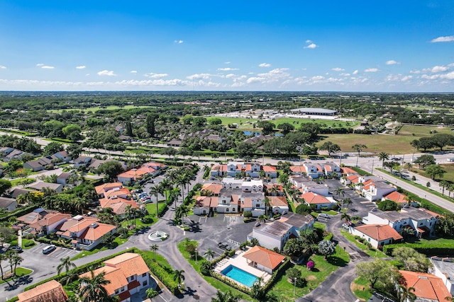 birds eye view of property with a residential view