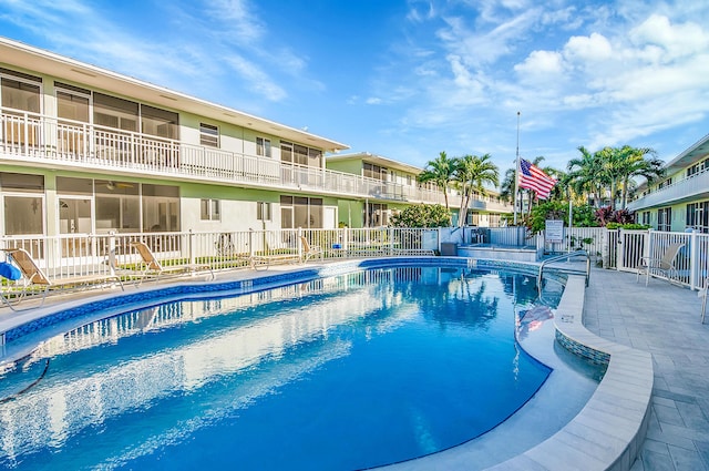 view of pool featuring a patio area