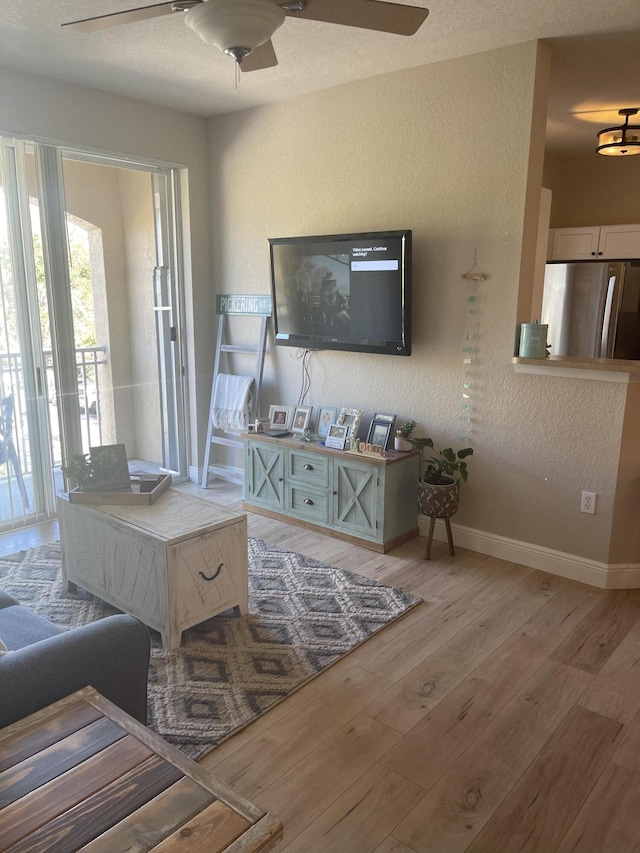 living room with light hardwood / wood-style floors