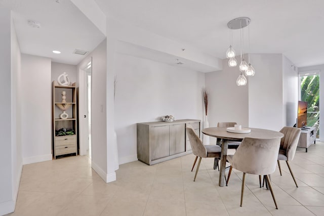 view of tiled dining room