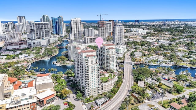 bird's eye view featuring a water view