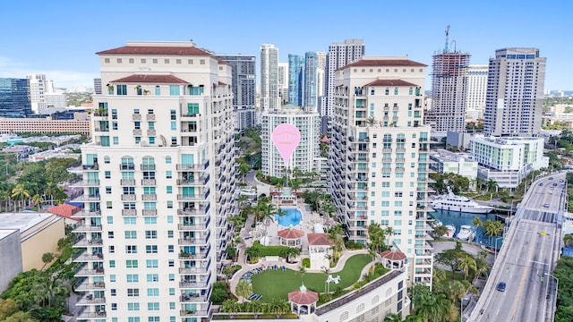 view of city with a water view