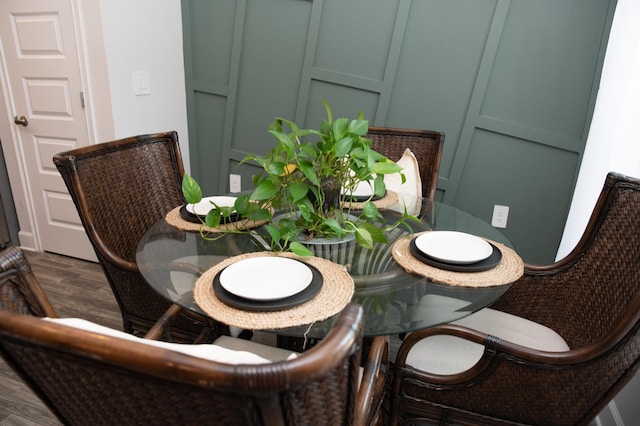 interior space with dark hardwood / wood-style flooring