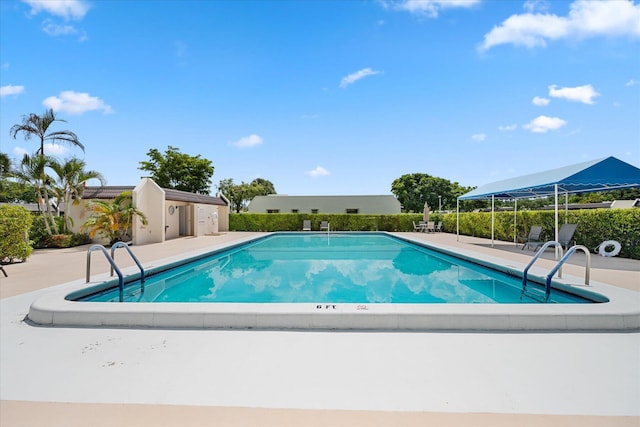 view of pool featuring a patio