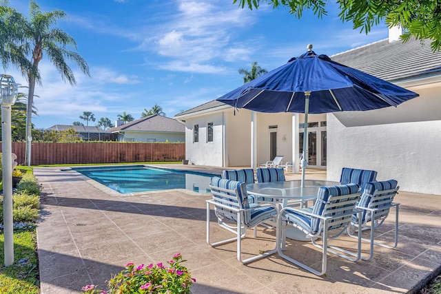 view of swimming pool with a patio