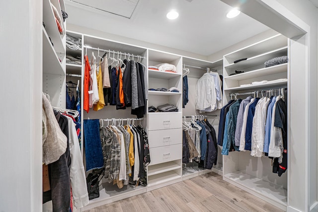 spacious closet with hardwood / wood-style floors