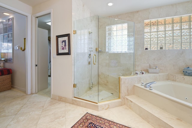 bathroom with independent shower and bath