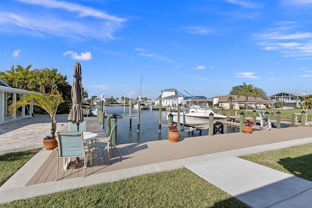 dock area featuring a water view