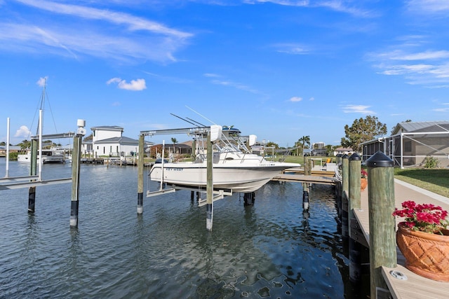 dock area featuring a water view