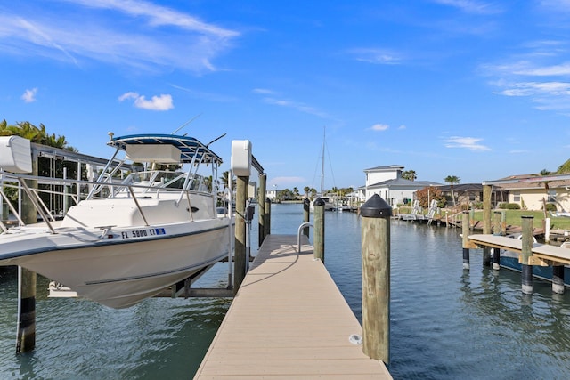 view of dock featuring a water view