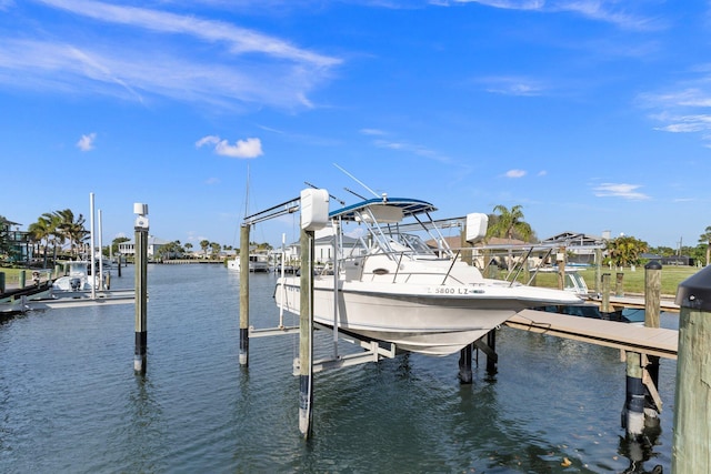 dock area featuring a water view